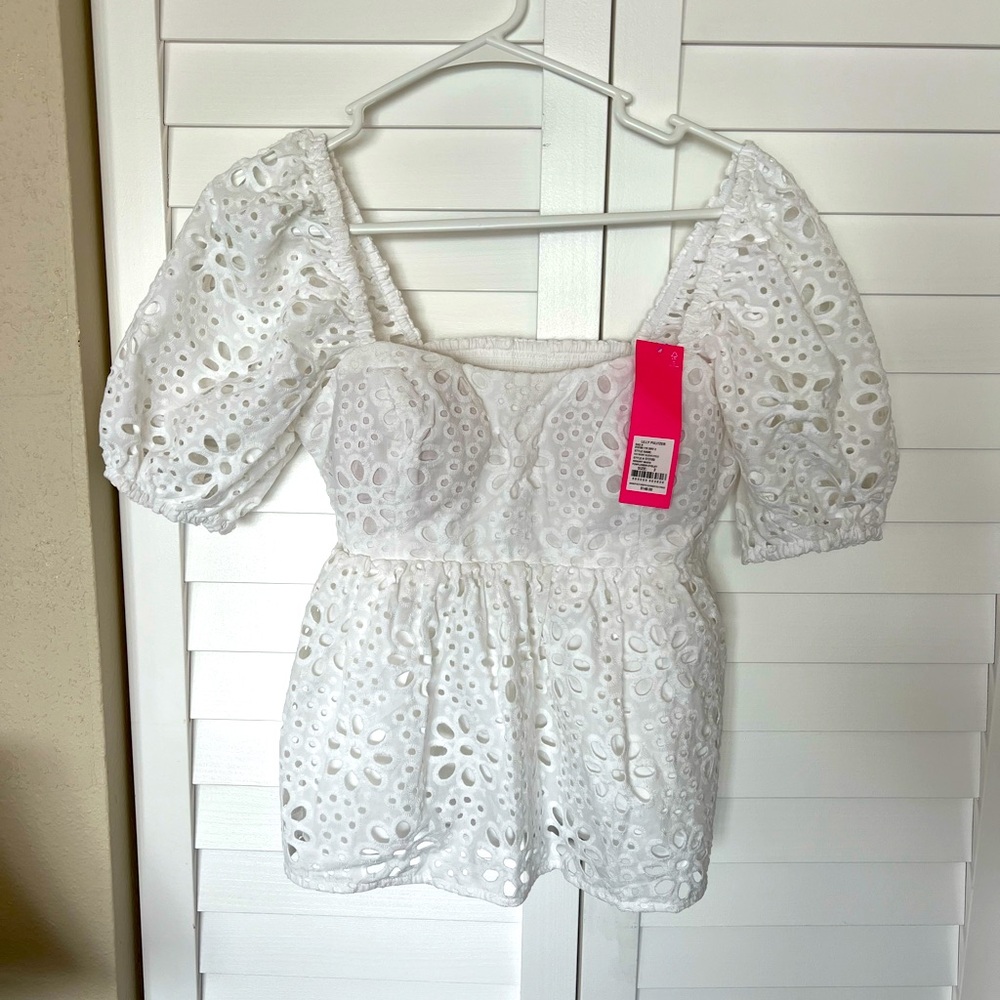 NWT Lilly Pulitzer Kay Short Sleeve Eyelet Top sizes 2 and 4
